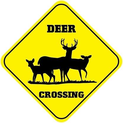 Deer Crossing Signs Square Funny Metal Signs for Home Decor Kids Room Gate Yard Sign Novelty Gifts 12"x12"