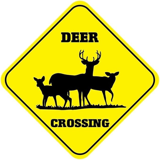 Deer Crossing Signs Square Funny Metal Signs for Home Decor Kids Room Gate Yard Sign Novelty Gifts 12"x12"