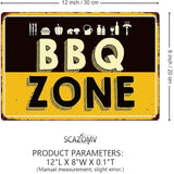 SCAZOMV BBQ Zone Vintage Retro Tin Sign Outdoor Sign Bar Wall Decor Outdoor Pool Backyard Signs 8"X12"