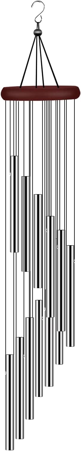 Wind Chimes for Outside, Sympathy Wind Chimes Outdoor Clearance with 12 Aluminum Alloy Tubes and Hook, Memorial Wind Chime Gift Decoration for Home, Patio, Garden, Outdoor