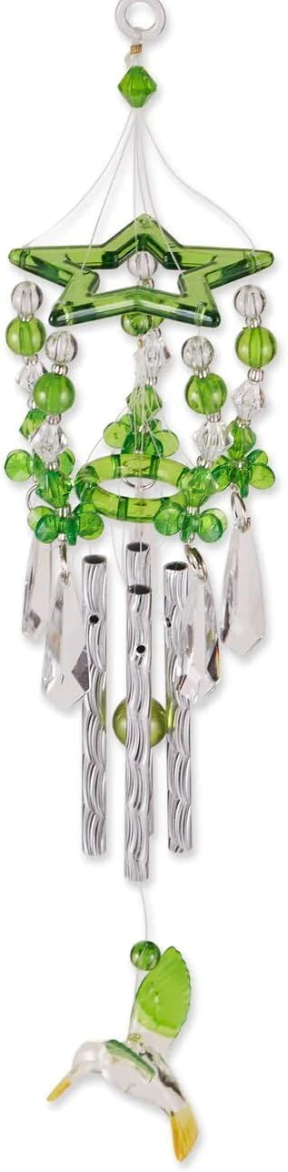 Gifts & Decor Leafy Green Hummingbirds Acrylic and Metal Wind Chime