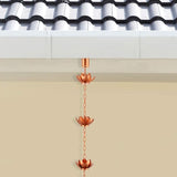 Oak Leaf Rain Chain with Adapter, 8.5ft Adjustable Lotus Rain Catcher Chain for Gutters Outside Downspout, for Divert Water and Home Display, Copper Powder Coated