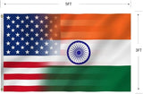 Indian American Combination Flag 3X5FT, Double Sided 3Ply, US India Flags, Men Women Banner,Vibrant Colors, Double Stitched with 2 Brass Grommets, Bar Garden Street Decoration, GYM, Office Decor,Indoor Outdoor Use,Gifts. (US-IN-Z, 3x5ft3ply)