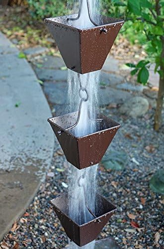 Nutshell Stores Extra Large Square Cups Rain Chain - Bronze - 14 Feet