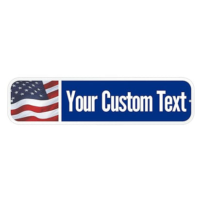 SmartSign Customize Your Own Blue Street Sign with USA Flag | 6" x 24" 3M EG Reflective Aluminum