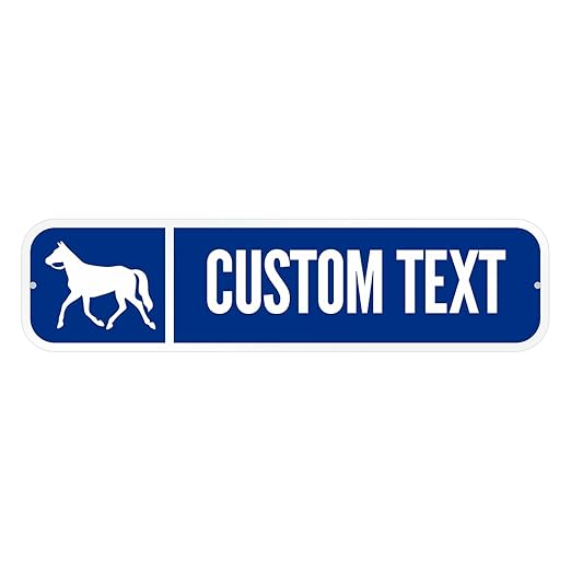 SmartSign Customize Your Own Blue Street Sign with Horse Symbol | 6" x 24" 3M EG Reflective Aluminum