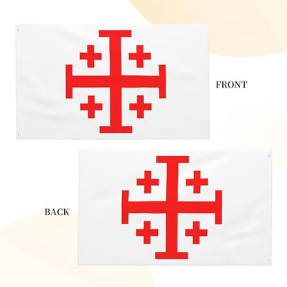 Jerusalem Cross Flag – 3x5 Ft Crusader Flag Knights Templar Banner with Brass Grommets – Vivid Color Double Stitched Durable Polyester Bandera de Decor Indoor Outdoor