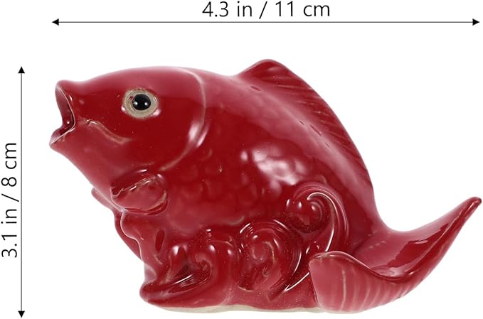 Ceramic Carp Fountain Spray Nozzle Garden Outdoor Decorative Pond Fish Statue Water Spout Accessory for Yard Patio 4.33X3.14X2.83In