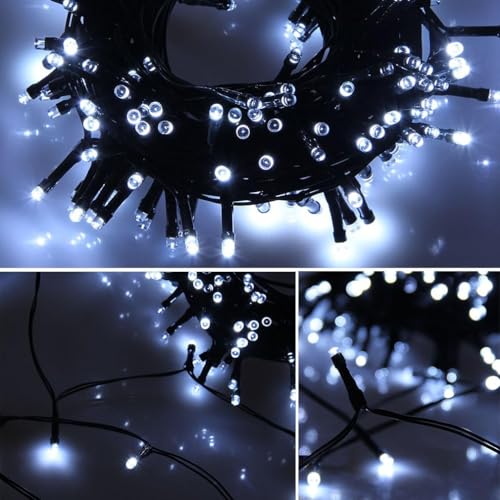 22FT Solar String Lights - 50 LED, 8 Modes, White