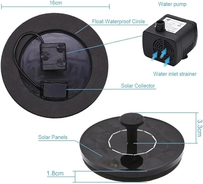 JOEBO Electric Submersible Pump Outdoor Bird Bath Solar Fountain Water Pump Direct Sale Floating Solar Fountain Pool Pond Home Garden Decoration (Color : 13cm 1.2W)