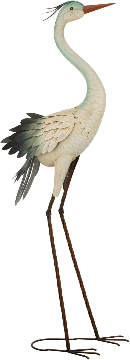 Regal Art & Gift Grey Crane Metal Statue – Indoor Outdoor Decorative Sculpture for Home & Garden Décor, Weather-Resistant Yard Art Figure for Patio, Lawn - Upward Gaze