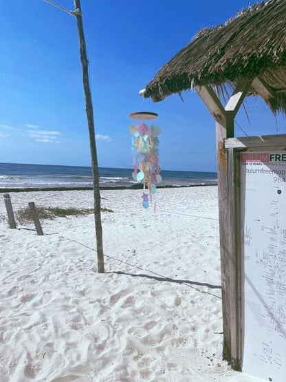 Capiz Shell Wind Chimes, Handmade Memorial Wind Chime with Melodious Sound, Sturdy Wood Top, Multicolor