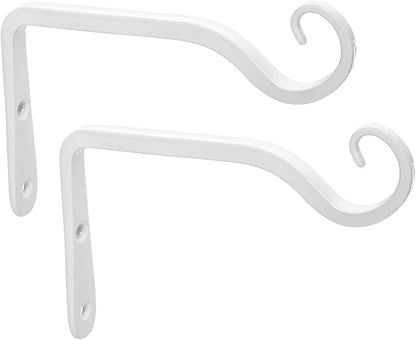 Mkono Plant Hangers Indoor, 6 Inch Metal Plant Bracket, Decorative Wall Hooks for Hanging Plants, Bird Feeder, Flower Basket, Wind Chimes, Home Outdoor Decor, 2 Pack White
