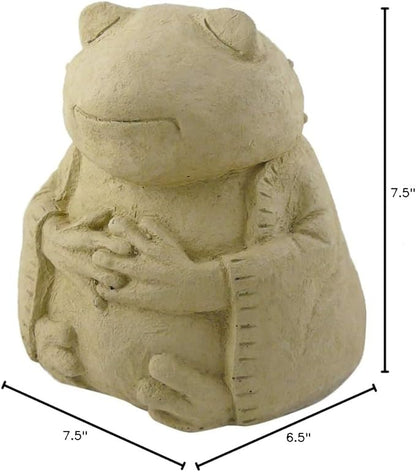 Modern Artisans Meditating Frog - Cast Stone Garden Sculpture: Large Size, Antique Stone Finish