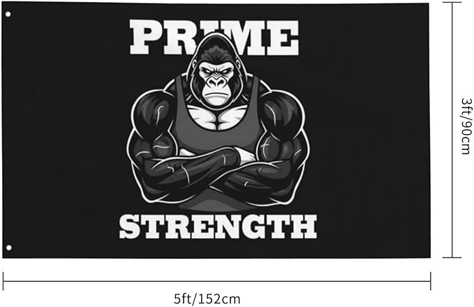 Gorilla Flag Outdoor Heavy Duty Gym Banner Double Sided 3x5 Ft Fitness Workout Flags with Brass Grommets for Room Decor, Bedroom, Garden, House Decoration