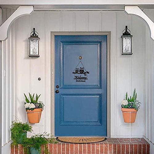 Metal Hanging Owl Welcome Sign Wall Decor,Decorative Rustic Owl hanging Sign for Front Door Yard Patio Indoor Outdoor Wall Decoration