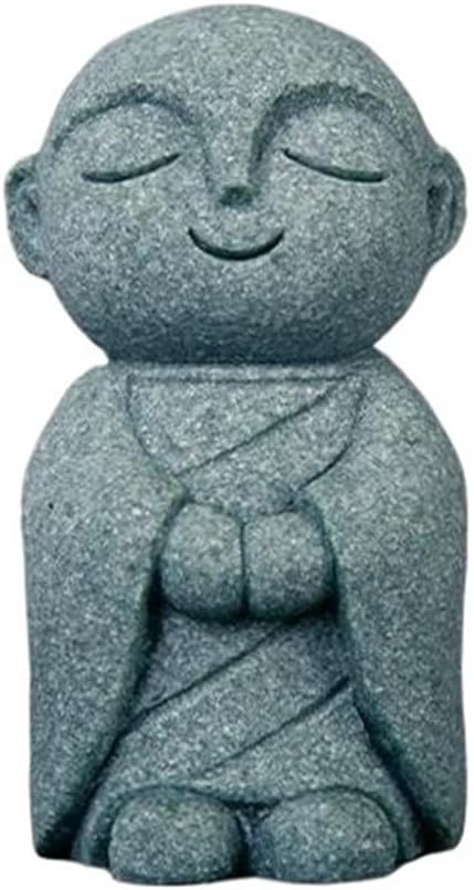 Mini Monk Buddha Statue Sandstone Statues Zen Monk Praying Statue Sculptures for Wealth Good Luck Feng Shui Decor Home Fish Tank Aquarium Garden (Style 10)