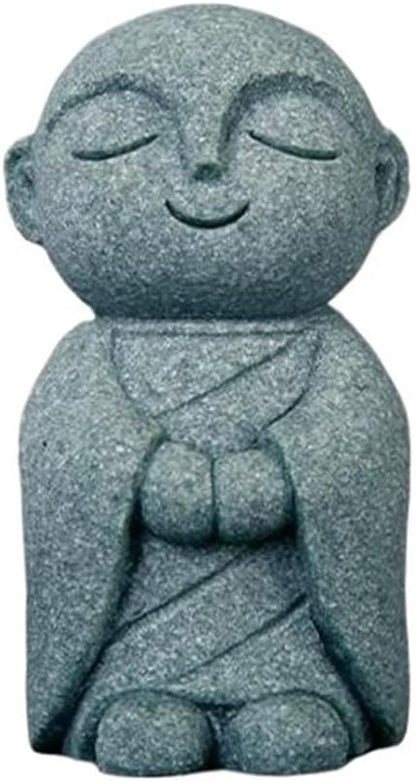 Mini Monk Buddha Statue Sandstone Statues Zen Monk Praying Statue Sculptures for Wealth Good Luck Feng Shui Decor Home Fish Tank Aquarium Garden (Style 10)