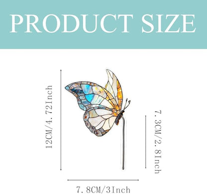 JOONOR 2 Pieces Stained Acrylic Butterfly Flower Pot Hugger Cute Animal Statue for Planter Hanger Decorations Outdoor Fairy Garden Planter Edge Accessories,Butterfly