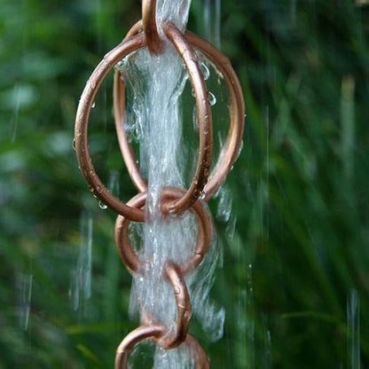 Nutshell Stores Circles Link Rain Chain - Copper Plated - 8 Feet