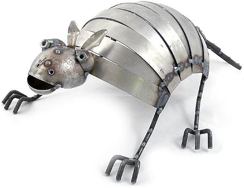 Modern Artisans Reclaimed Metal Armadillo Garden Sculpture, American Handmade
