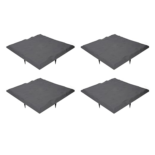 15.5 Inch Stepping Stones, Decorative Garden Walkway Pavers with Ground Stakes for Outdoor Pathway, Lawn, Yard, Made of Polypropylene (Gray)