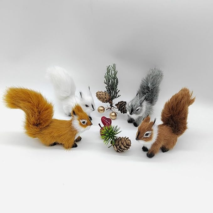 Mipcase Simulation Squirrel Garden Decor 4.72X3.14X1.18In Outdoor Lawn Statue Realistic Resin Ornament for Patio Yard Landscape Decoration