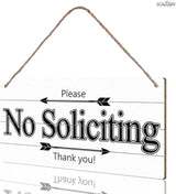 Please No Soliciting Thank You Funny Rustic Wooden Front Door Sign Vintage Outdoor Wall Art Hanging Plaque for Porch Yard Store Home Farmhouse Decor 10''x 5''