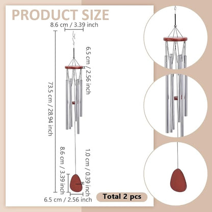 2 Packs Wind Chimes, 29 Inch Long Deep Tone Wind Chimes for Outside Garden Hanging Windchimes for Patio Balcony Hanging Decor, Sandy Brown