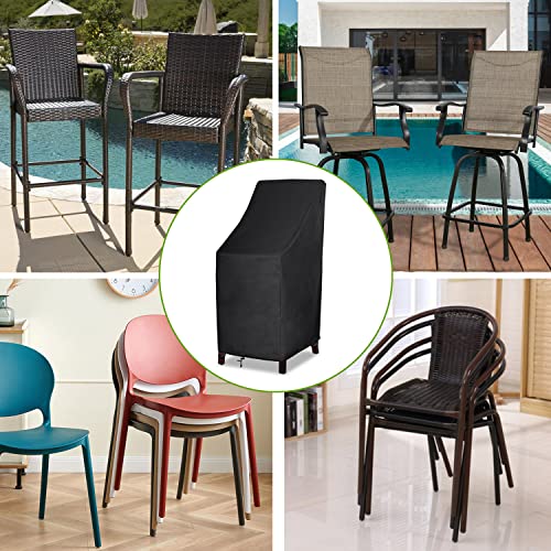Stackable Patio Chair Covers, High Back Outdoor Chair Covers, 600D Heavy Duty Waterproof Lawn Outside Barstool Furniture Covers,Fits for 4-6 Stackable Dining Chairs,27"W x 27"D x 49"H,1 Pack
