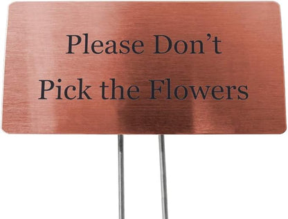 Outdoor Metal Garden Sign, Label, or Memorial. 4 x 2" or 6 x 4" sign with rounded corners and a 10" stake. Materials Include: Stainless Steel, Brass, Copper, Bronze and Titanium. (Copper, 4 x 2")