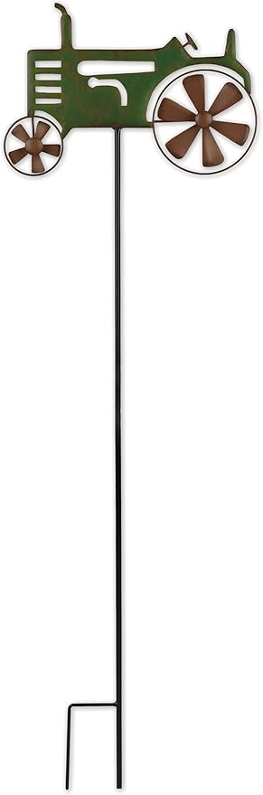 Sunset Vista Designs Rustic Garden Decor Outdoor Tractor Garden Stake, 42" H, Green