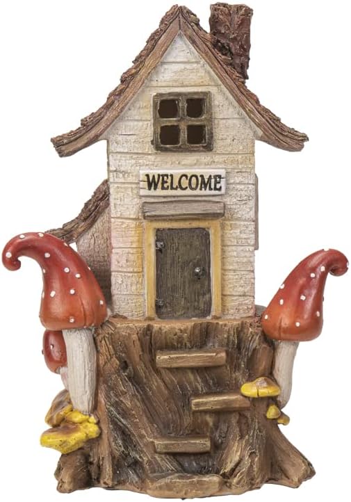 Pacific Giftware Garden House Outdoor Statue with LED, 8-inch Height, Outdoor Decoration