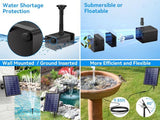 POPOSOAP 8W Solar Fountain Pump with Built-in 3600mAh Battery, Solar Powered Bird Bath Fountain with Dry-run Protection & Double-layer Nozzles 5Ft Tubing for Pond, Bird Bath, Backyard Water Feature
