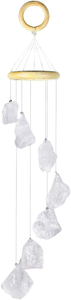 Nupuyai Wind Chimes - Unique Raw Stones Wind Chimes for Indoor Outdoor, Healing Stone Windchime Hanging Ornament for Home Garden, 17.7-21.7'', Rock Quartz