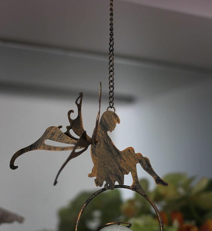 Retro Pendant Sculpture Garden Courtyard Balcony Indoor Iron Ornaments 5.5X3.5X14.1Inch