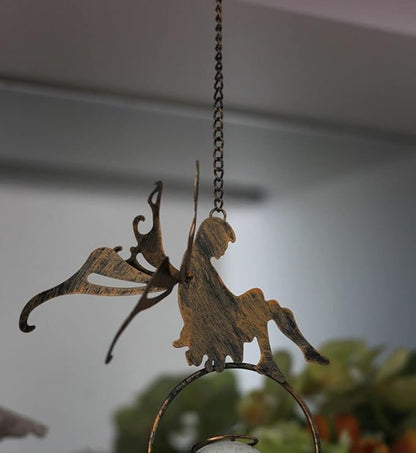 Retro Pendant Sculpture Garden Courtyard Balcony Indoor Iron Ornaments 5.5X3.5X14.1Inch