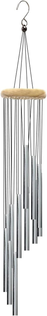 Wind Chimes for Outside with 12 Aluminum Tubes Wind Bells, 23 Inches Melody Windchimes Outdoors for Farmhouse Garden Patio Home Decor (Silver)