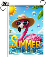 BlissYard Hello Summer Flamingo Welcome Garden Flag 12 x 18 Inch Double Sided Ocean Beach Tropical Plant Farmhouse Small Yard Flag Summer Seasonal Holiday Outdoor Outside Decoration