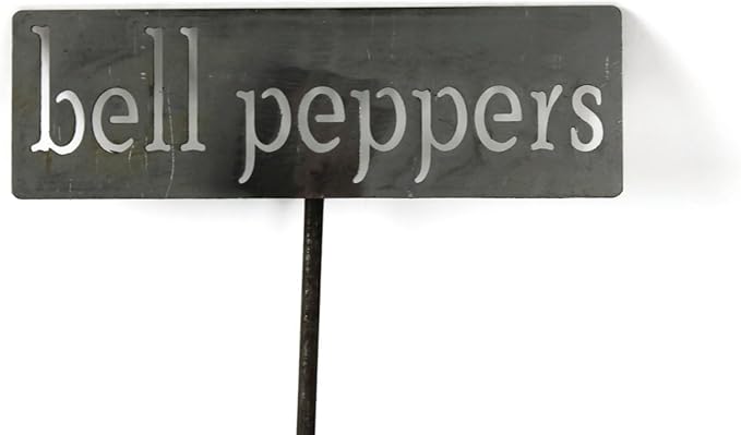 Classic Metal Garden Markers 19 Inches Tall (bell peppers, Raw, Unfinished Steel (will rust with time))