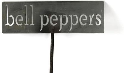 Classic Metal Garden Markers 19 Inches Tall (bell peppers, Raw, Unfinished Steel (will rust with time))
