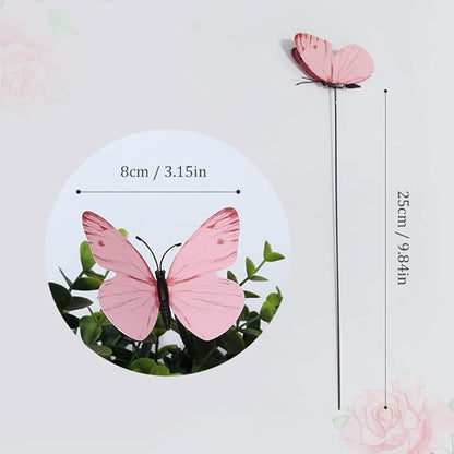 VininMayii，24PCS（6 Colours X 4） Butterfly Garden Stakes，Waterproof Outdoor Yard Art，Vibrant Realistic Plant Picks for Flower Beds，Planters and Patio，Fluttering Whimsical Decor for Spring and Memorials