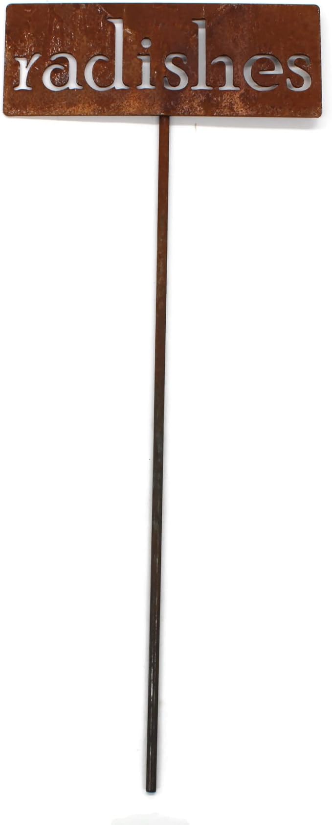 Classic Metal Garden Markers 19 Inches Tall (radishes, Naturally Rusted)