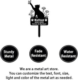 Custom Butterfly Cat Grave Marker Outdoor Metal Memerial Stake, Personalized Cat Memorial Grave Marker with Paws, Customized Flowers Cat Memorial Statue Plaque Garden Stake Cat Headstone