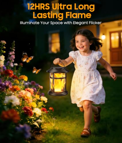 Solar Lanterns - Flickering Flame, Waterproof, 2 Pack