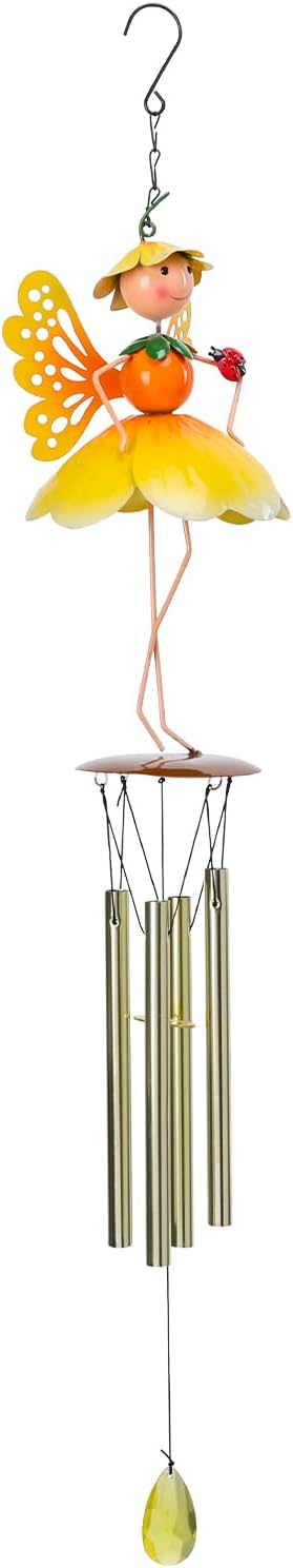 Taman Wind Chime for Outside - Flower Fairy Wind Chimes for Outside Aluminum Tubes Decorative Memorial Gift, for Home, Outdoor, Yard, Patio,Garden Decor
