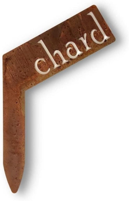 Planter Size Small Metal Garden Plant Vegetable Flower or Herb Markers 13.5 Inches Tall (chard, Naturally Rusted)