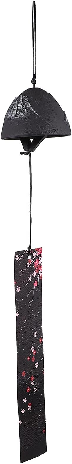 Amosfun Cast Iron Mount Fuji Wind Chime Hanging Outdoor Decor Japanese Furin Bell Relaxing Sound Patio Garden Decoration 2.55X2.55X17.32In