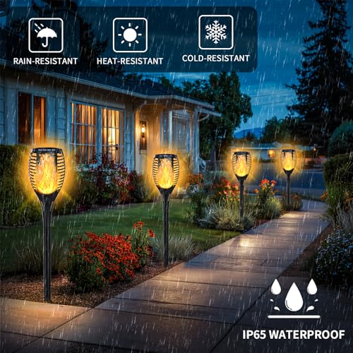 Solar Torch Lights - Flickering Flame, 4 Pack, Waterproof