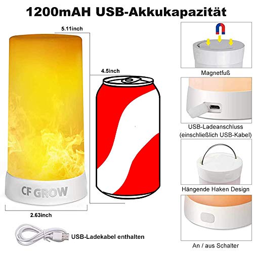 LED Flame Effect Candle - USB Rechargeable, Waterproof, 4 Modes, Magnetic Base